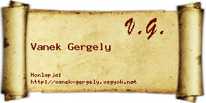 Vanek Gergely névjegykártya